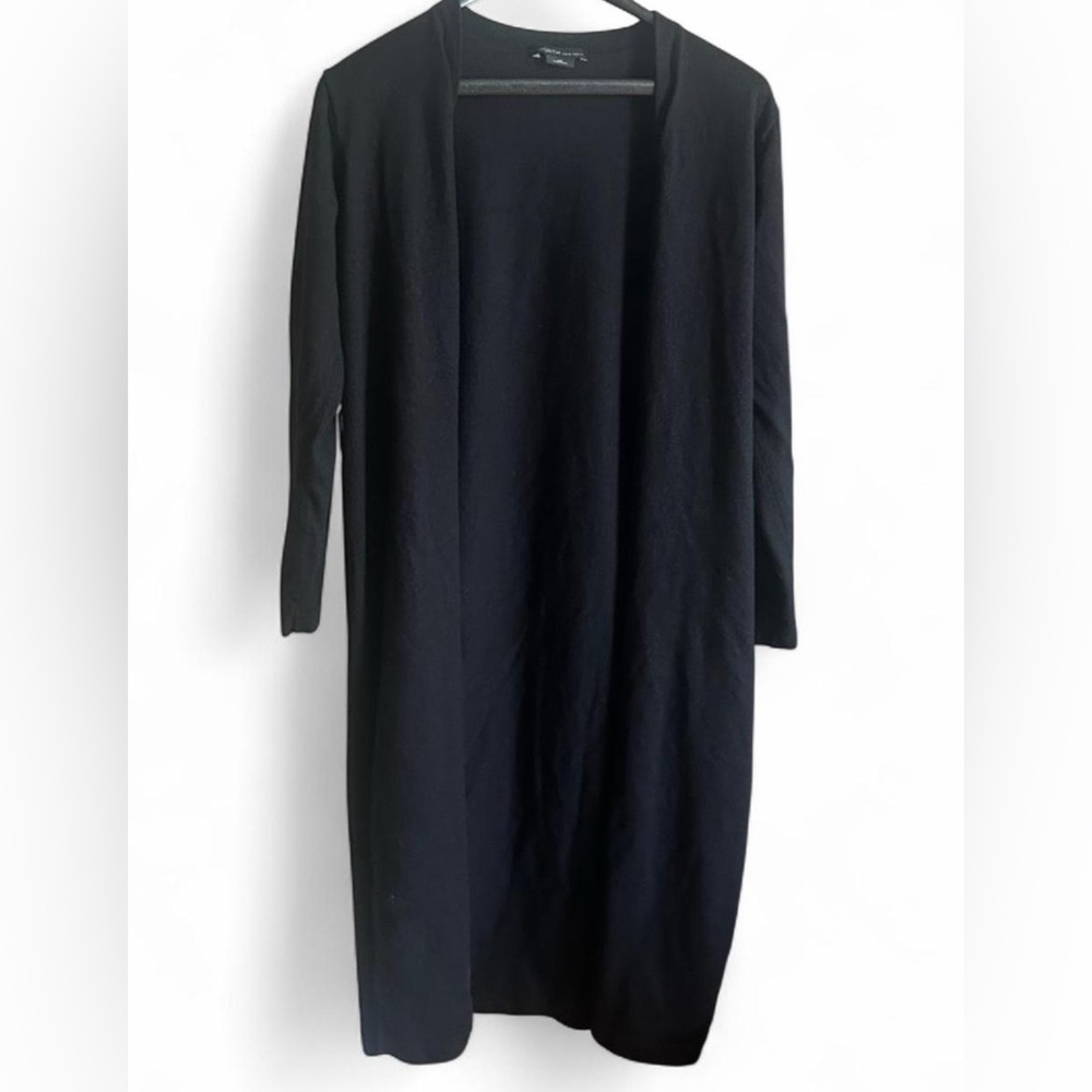 Black Worth New York Longline Wool Open Face Cardigan